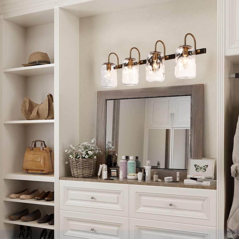 Kole Farmhouse 4-Light Linear Bathroom Vanity Lights Mason Jar Glass Wall Sconces