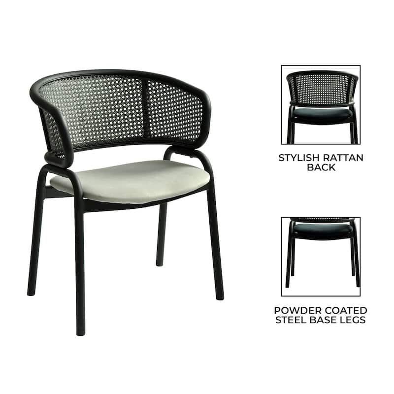 Ervilla Modern Upholstered Dining Chair with Cozy Armchair and Black Iron Legs for Dining Room Kitchen Patio