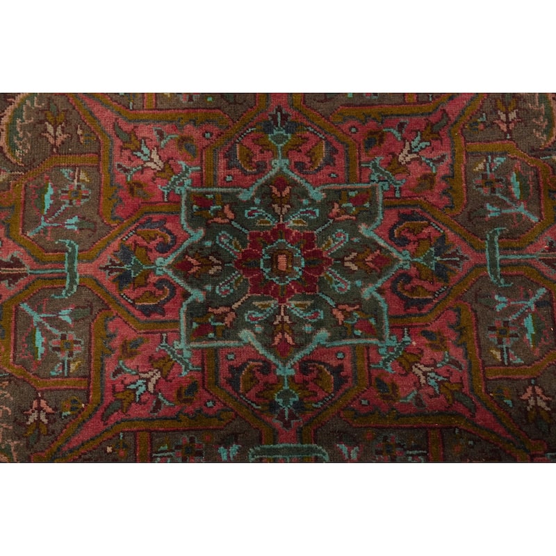 Hand Knotted Oriental 100% Wool Carpet Traditional Floral Red Heriz Area Rug - 8' 9'' X 6' 8''