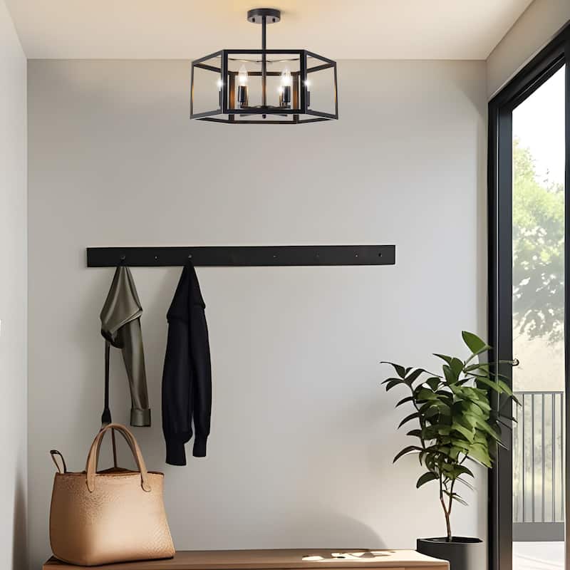 Starsky 6-light 19in Geometric Industrial Ceiling Light Unique Round Semi Flush Mount