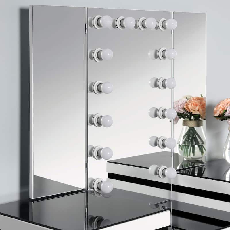 Furniture of America Janellen Modern White Wood 6-Drawer 3-Piece Makeup Vanity Set