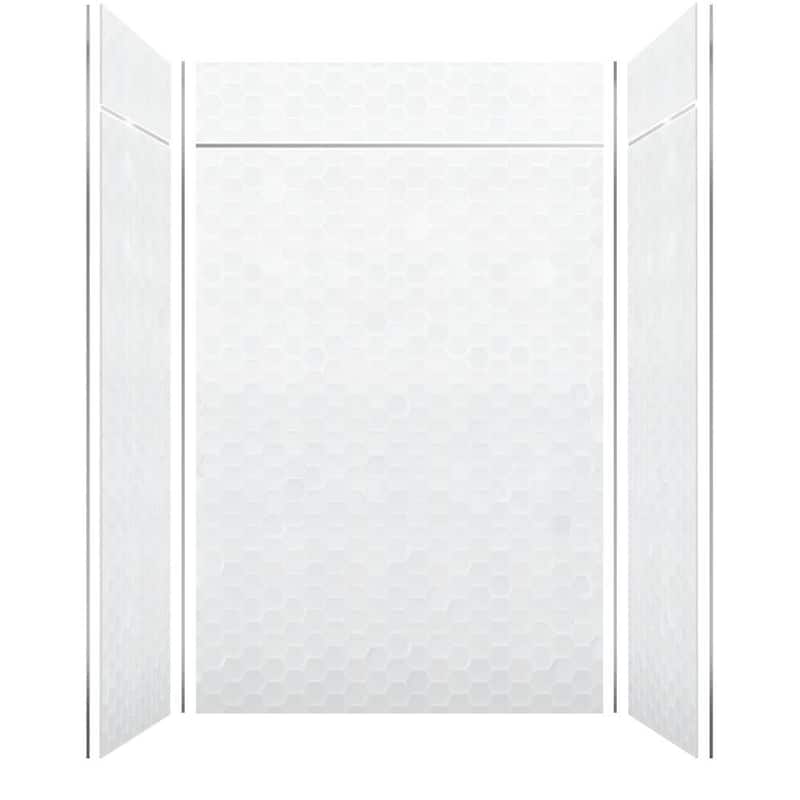 Transolid PWKX60368412 Prodigy 96" H x 60" W x 36" D Three Panel - Glossy White 3D Hexagon