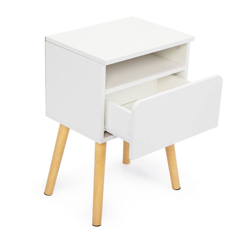 Set of 2 Modern Bedside Table, Nightstand with Drawers and Shelves