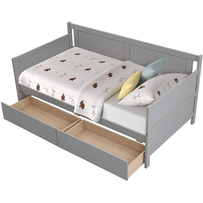 Merax Solid Wood Twin Size Daybed with 2-Drawers