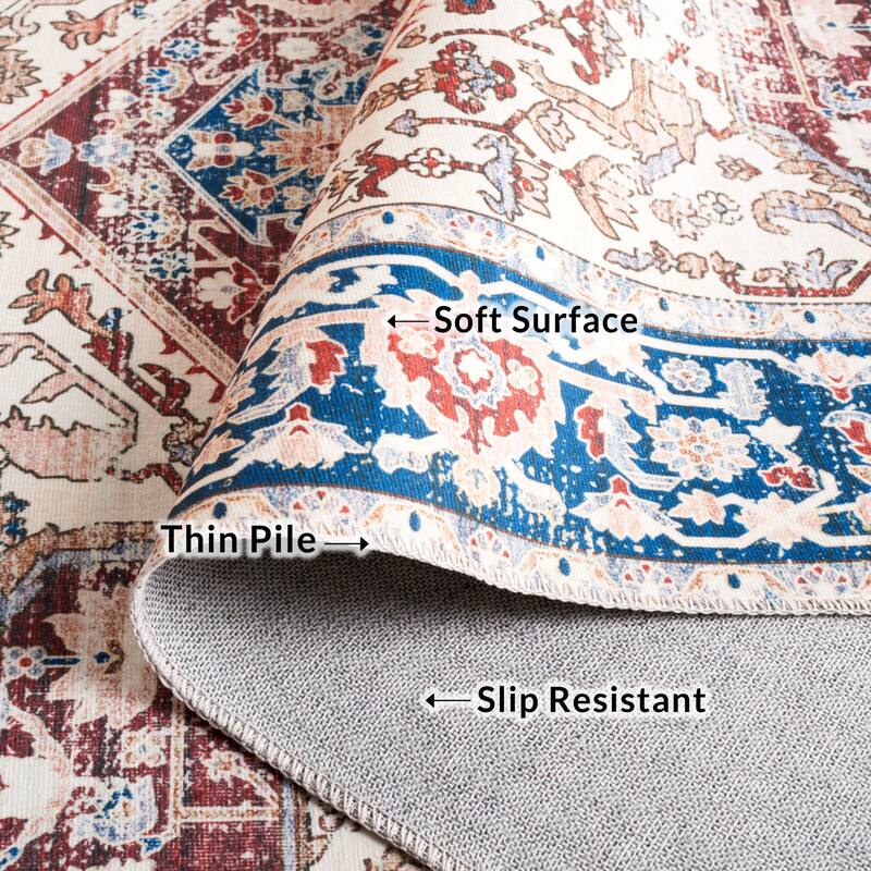 SAFAVIEH Arizona Flutur Machine Washable Slip Resistant Vintage Oriental