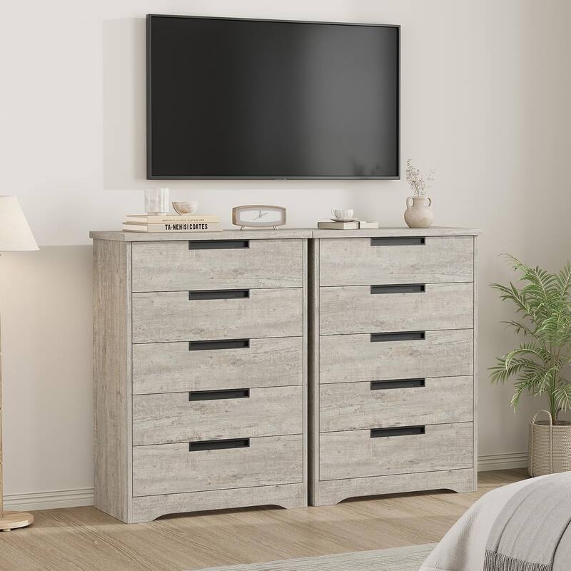 4/5 Drawer Dresser for Bedroom,Wooden Dresser Chest of Drawers with Embedded Handles