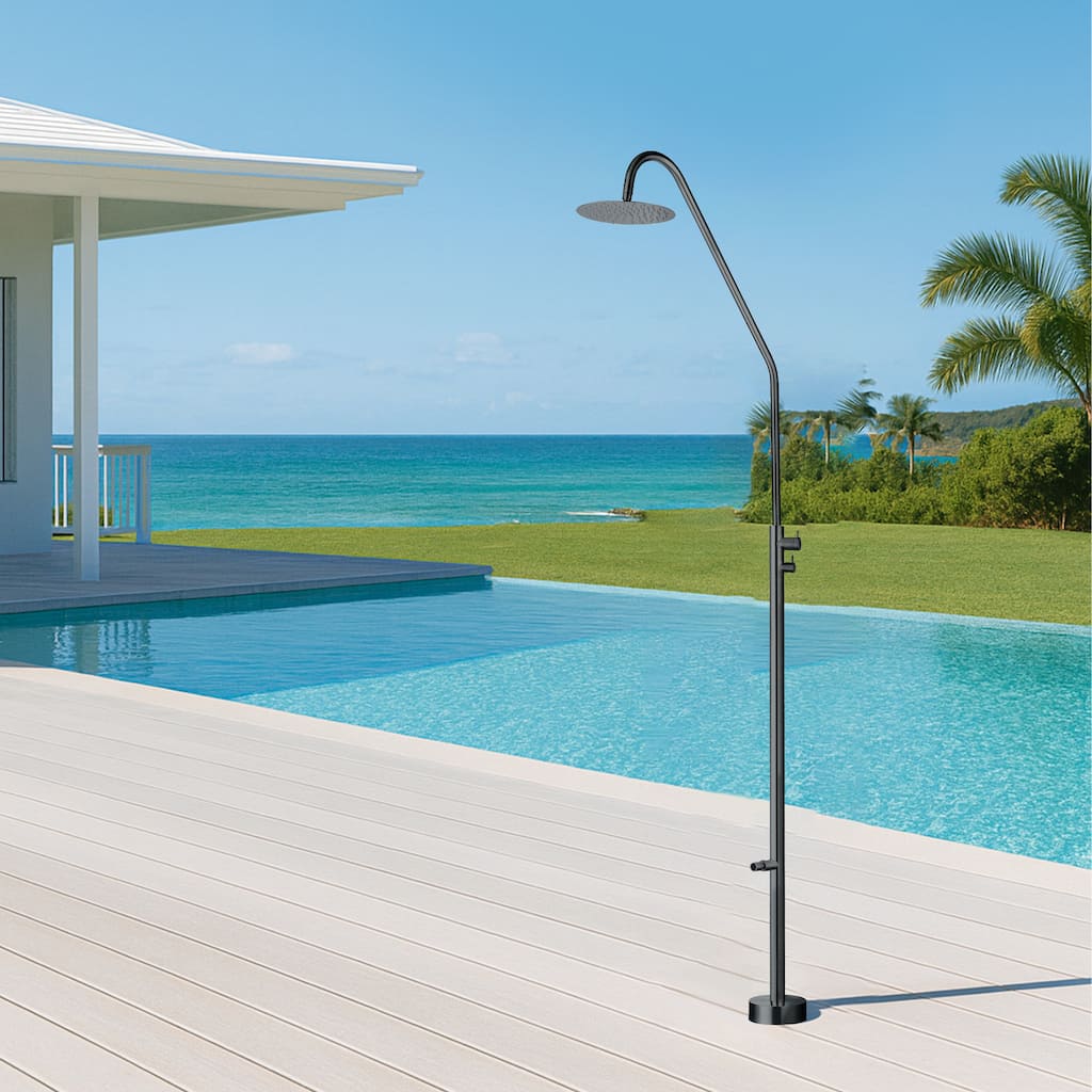 91"H 316 Stainless Steel Freestanding Outdoor Shower with Foot Wash Spout