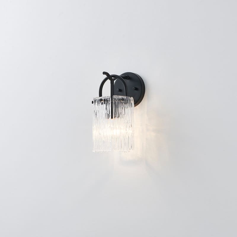 KAWOTI 1-Light Modern Glam Wall Sconce with Textured Glass Shade