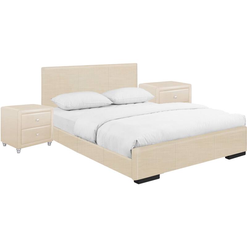 Hindes Faux Leather Upholstered Platform Bedroom Set (Multiple Colors)