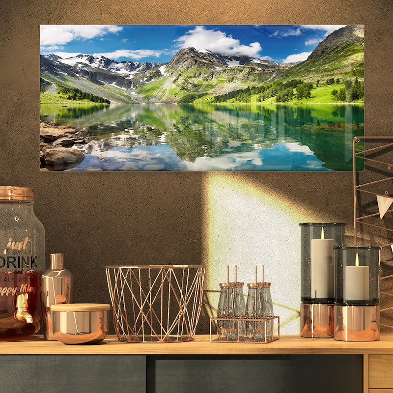 Designart 'Reflecting Mountain Lake' Landscape Metal Wall Art