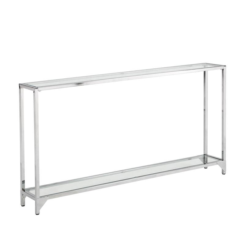 Tempered Glass Console Table - 56" - Clear and Chrome Finish
