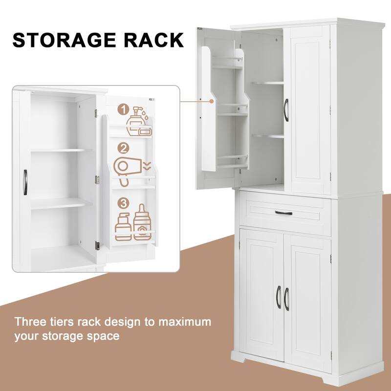 Bathroom Storage Cabinet with Doors and Drawer