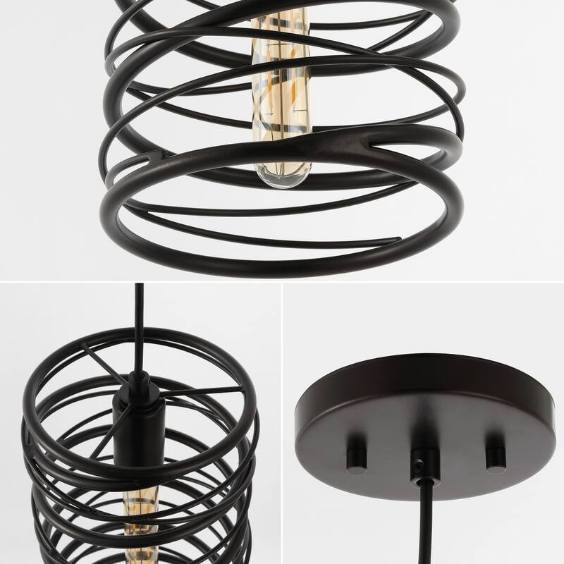 Skylar 7.25" 1-Light Modern Contemporary Iron Spiral LED Pendant, by JONATHAN Y
