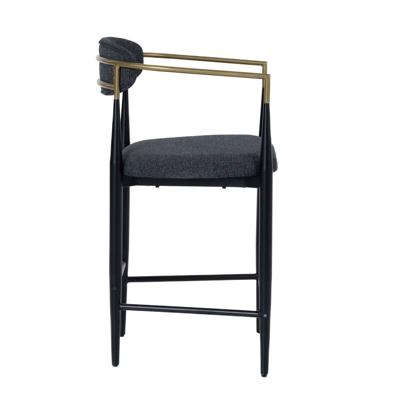Modrest Buchtel Mid-Century Modern Dark Grey, Gold Arm & Black Counter Chair