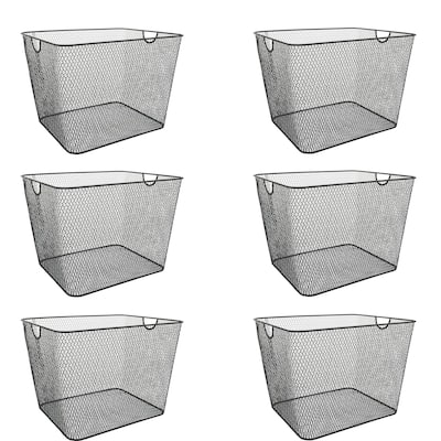 Ybm Home Steel Silver Mesh Rectangular Home Office Kitchen Bathroom Open Top Waste Basket Wire Bin Trash Can 3 Gallon 6 Pack