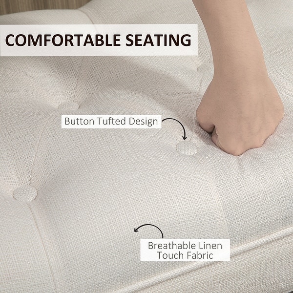 dimension image slide 2 of 8, HOMCOM End of Bed Bench with Button Tufted Design, Upholstered Bench