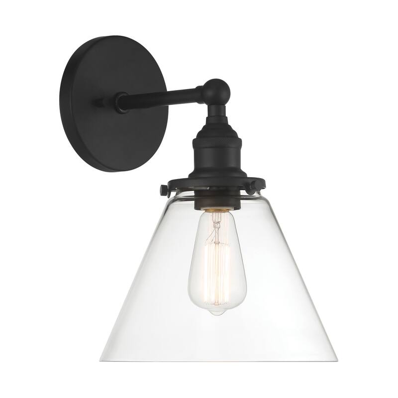 Minka Lavery 5680 Barwell 14" Tall Wall Sconce with Clear Glass Shade - Coal