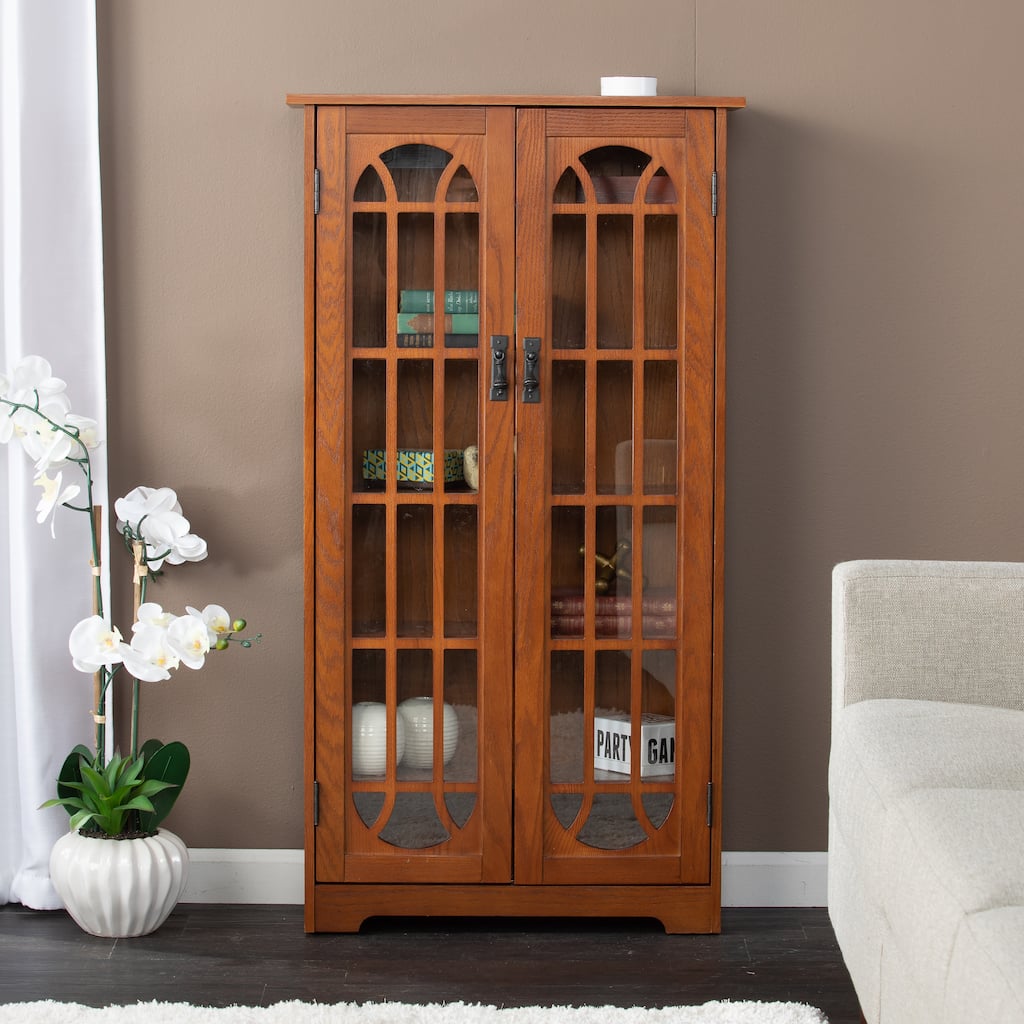 SEI Furniture Cache 6-shelf Red Oak Media Cabinet