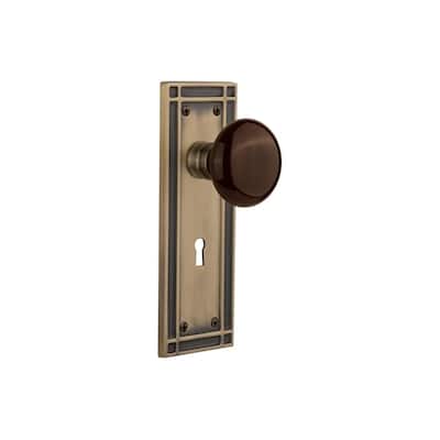 Nostalgic Warehouse Brown Porcelain Solid Brass Single Dummy Door Knob