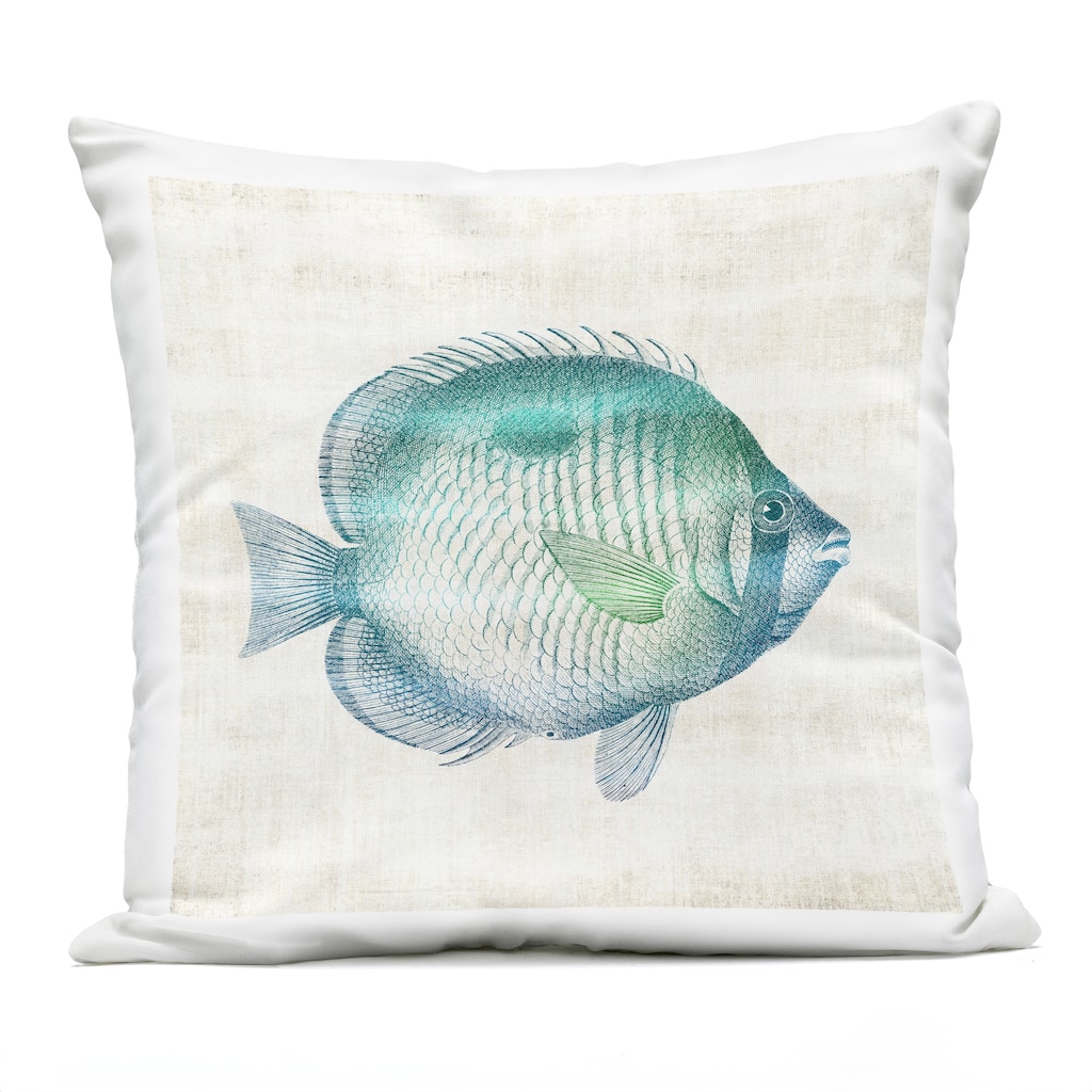 Stupell Fish Impression Sea Life Printed Outdoor Throw Pillow Design by Susan Arnot