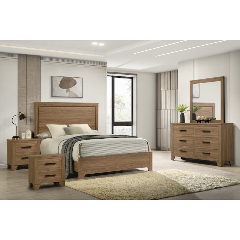 Furniture of America Nyess Modern Chestnut Brown 5-Piece Wood Bedroom Set - Queen