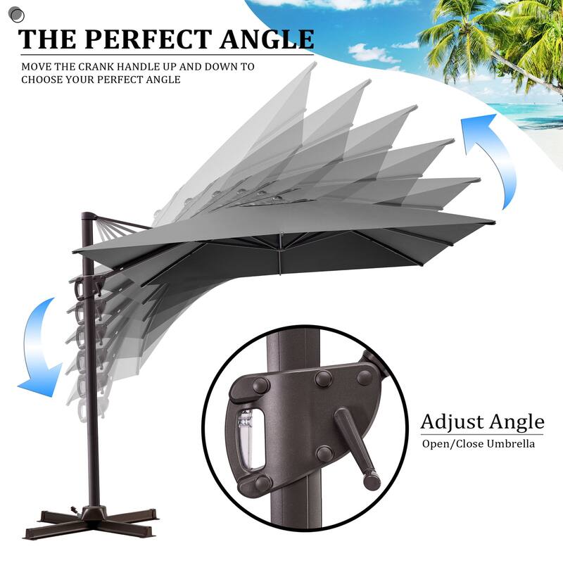 9 FT x 11 FT Outdoor Patio Cantilever-Offset Umbrella with Rod Base