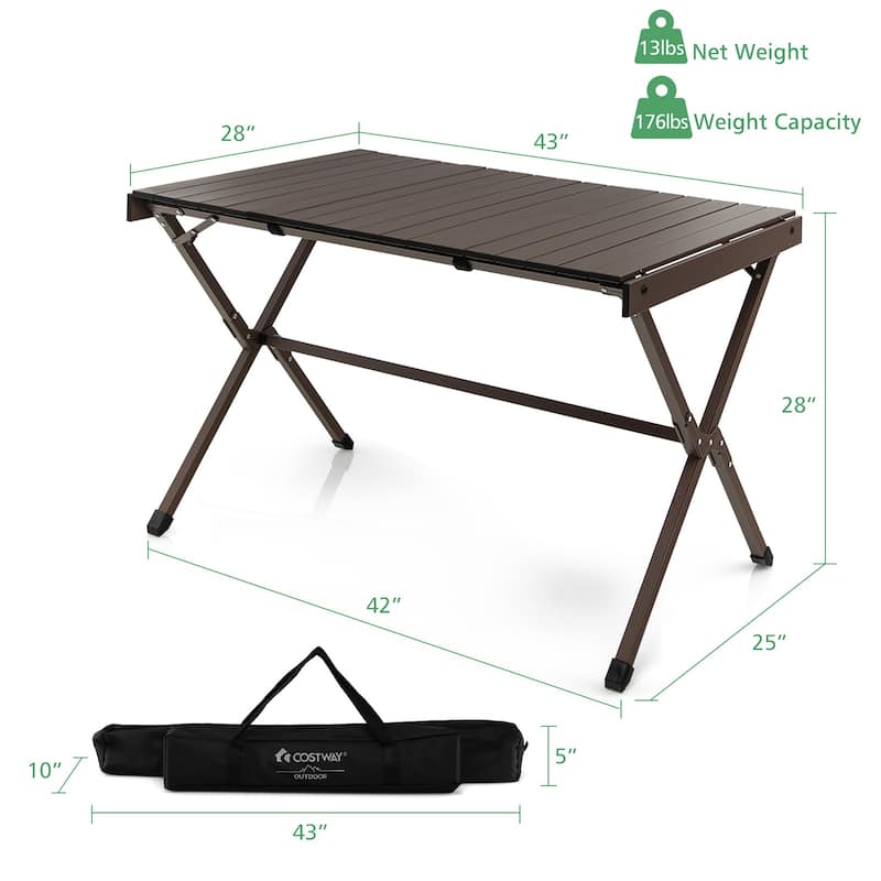 Costway 4-6 Person Portable Aluminum Camping Table Lightweight Roll Up - See Details
