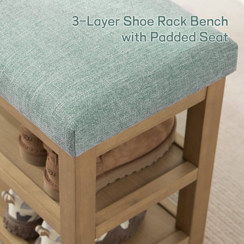 HUIMO Multi-Functional Modern Entryway Double Layer Shoe Bench 39 inch