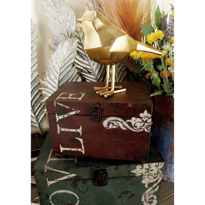 Multi Colored Metal Live Love Laugh Box with Hinged Lid (Set of 3)