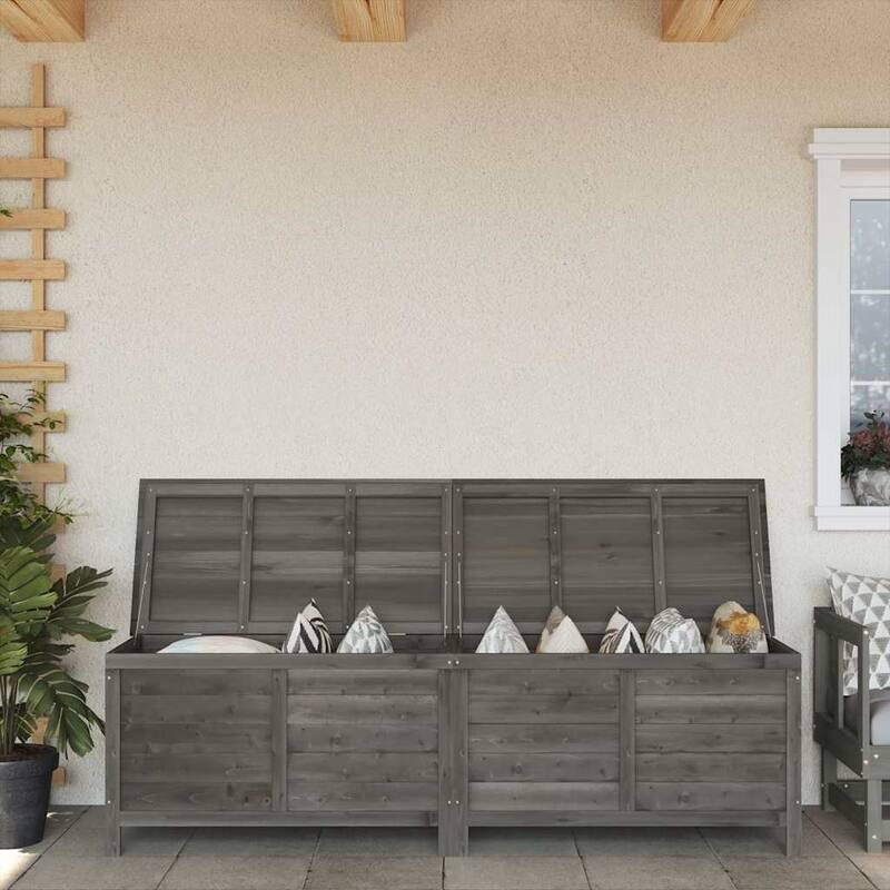 vidaXL Patio Storage Box with Lid for Outdoor Garden Furniture Solid Wood Fir - 78.1" x 19.7" x 22.2" - Anthracite