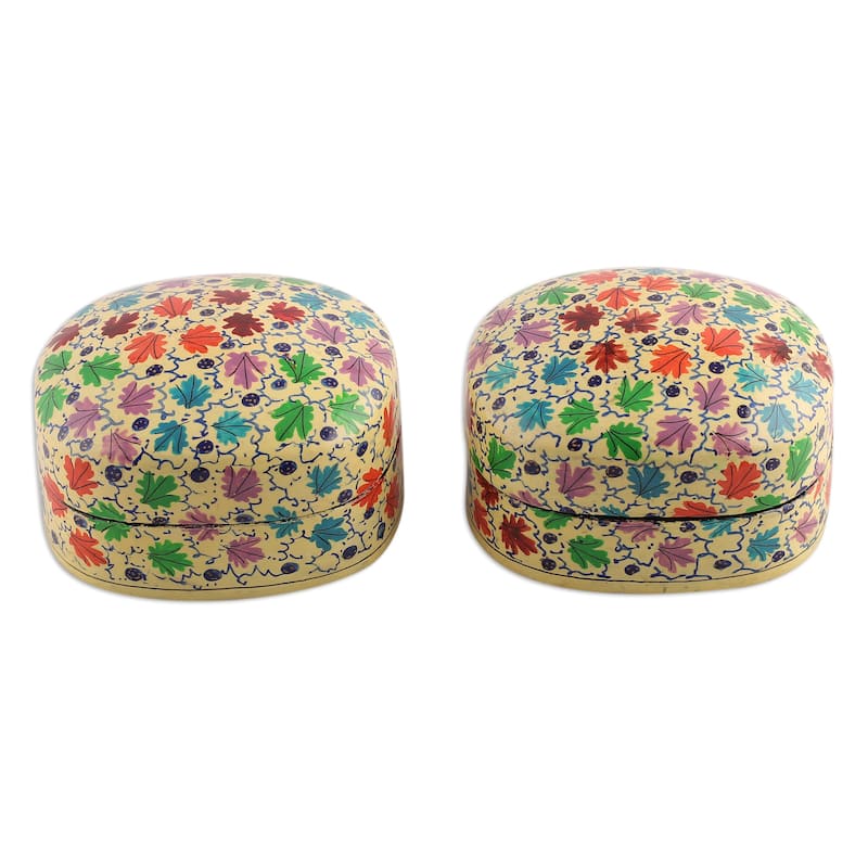 Novica Handmade Chinar Bliss Papier Mache And Wood Decorative Boxes (Pair)