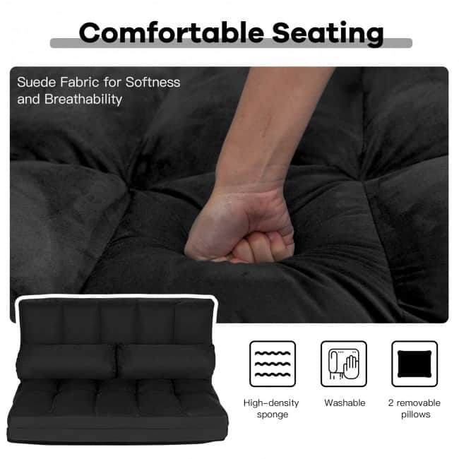 Adjustable 6-Position Floor Sofa Bed with Removable Cloth Cover - 71" x 44.5" x 5.5" (L x Wx H)