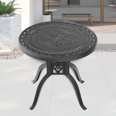 Cast Aluminum Patio Dining Table With Frame and Umbrella Hole