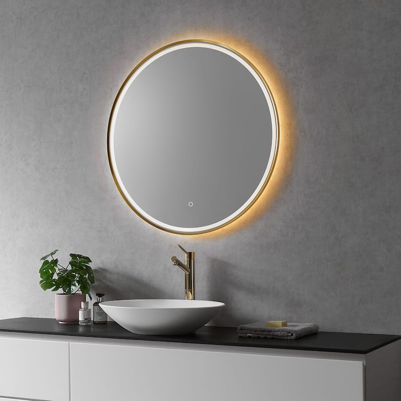 Altair Palme Round Framed Bathroom LED Lighted Wall Mirror