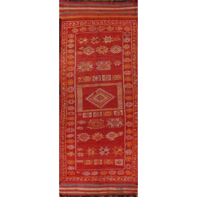 Tribal Moroccan Oriental Runner Rug Handmade Wool Carpet - 5'11"x 17'8"