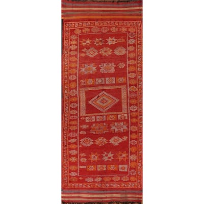 Tribal Moroccan Oriental Runner Rug Handmade Wool Carpet - 5'11"x 17'8"