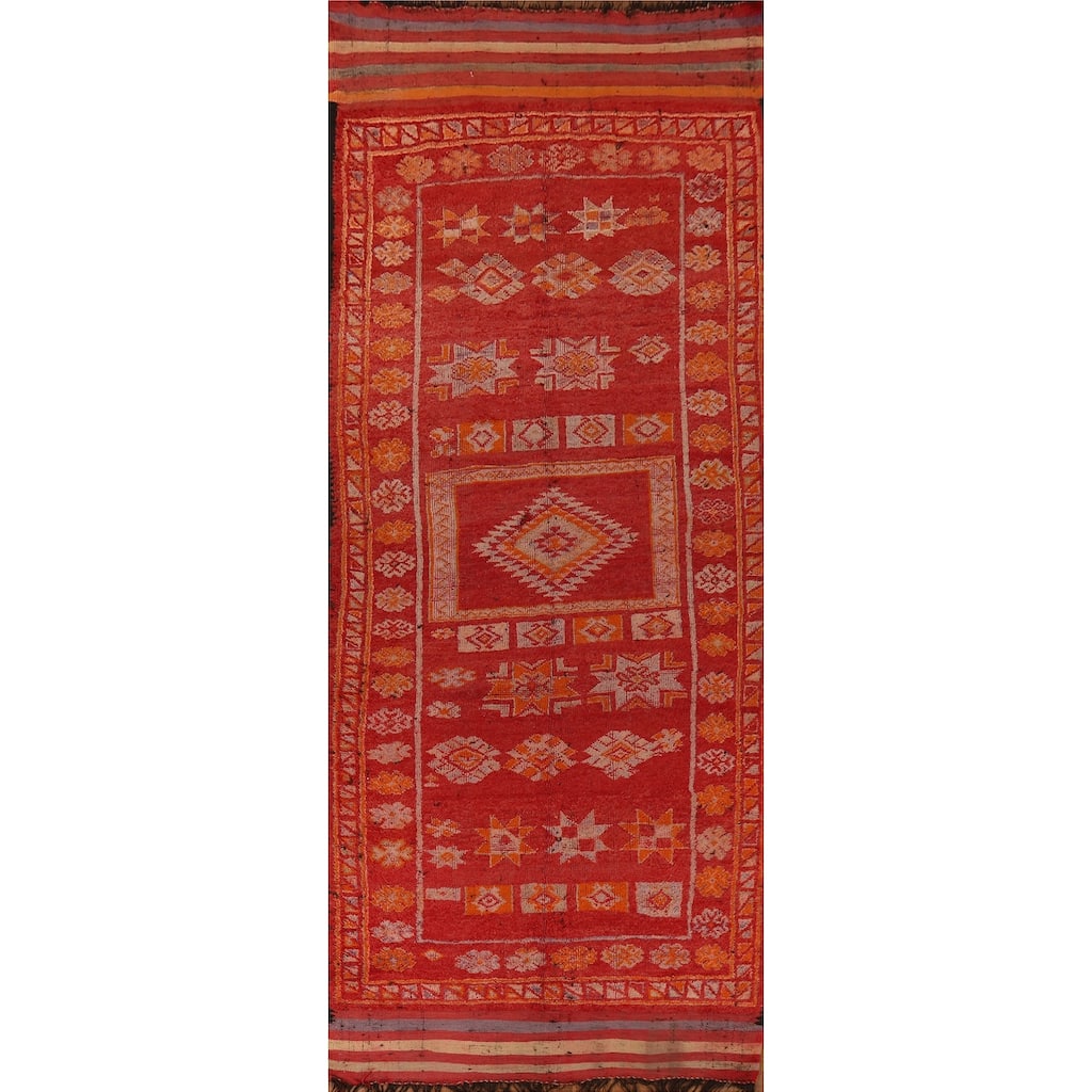 Tribal Moroccan Oriental Runner Rug Handmade Wool Carpet - 5'11"x 17'8"