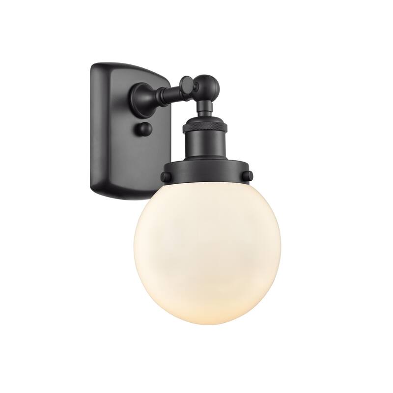 Innovations Lighting Beacon 6" Wide Bathroom Sconce - Matte Black / Matte White