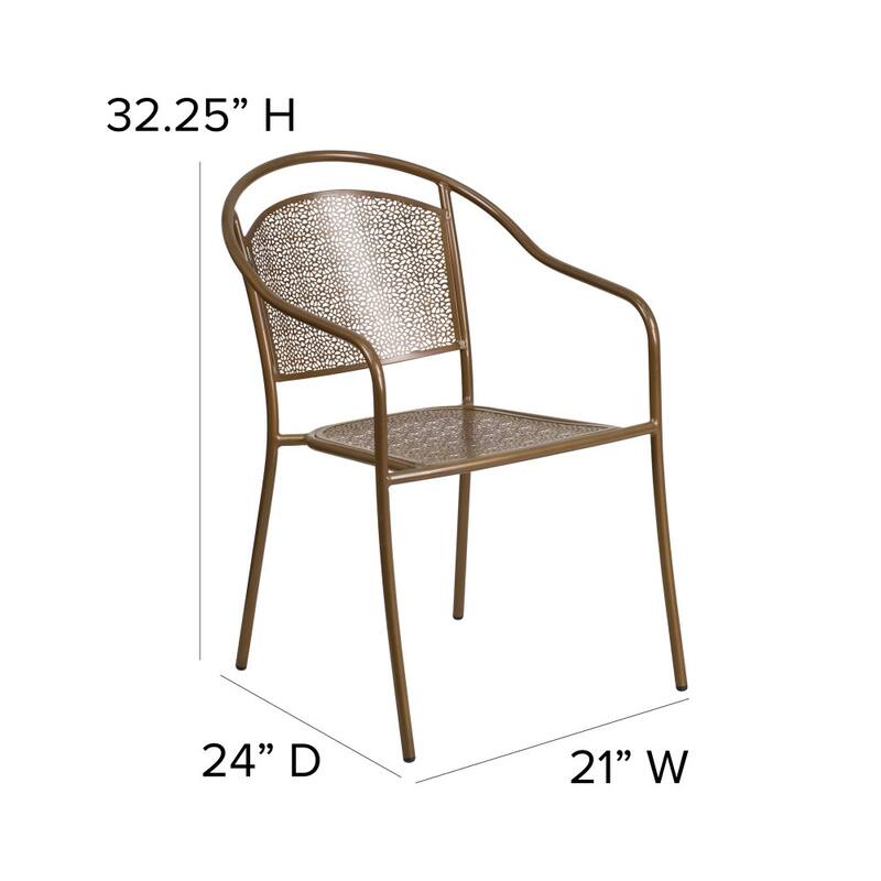 5 Pack Indoor-Outdoor Steel Patio Arm Chair with Round Back