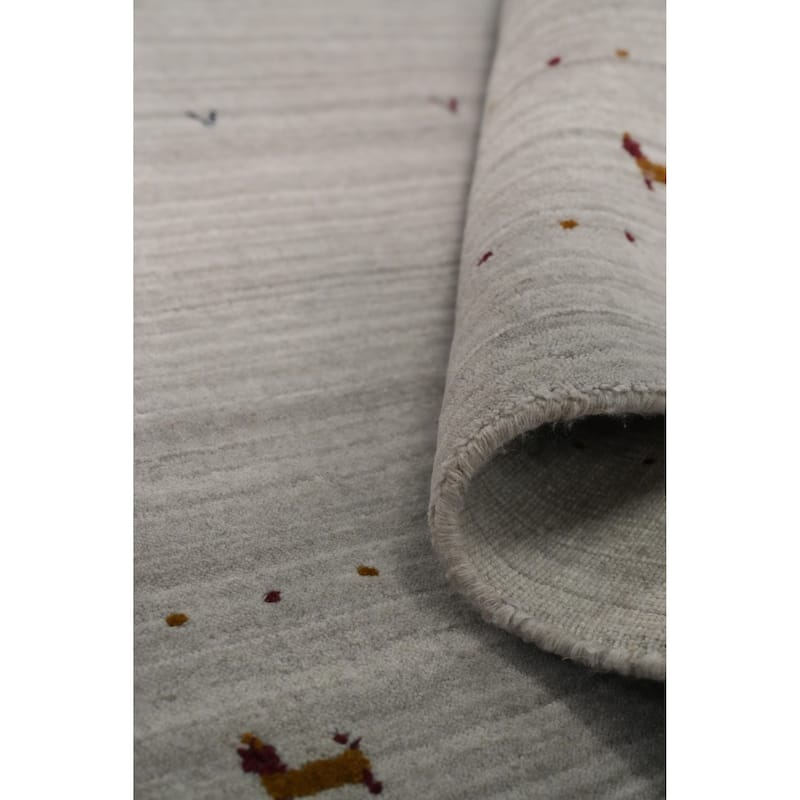 Hand Knotted Oriental 100% Wool Carpet Tribal Animal Pictorial Beige & Ivories Gabbeh Runner Rug - 9' 0'' X 2' 9''