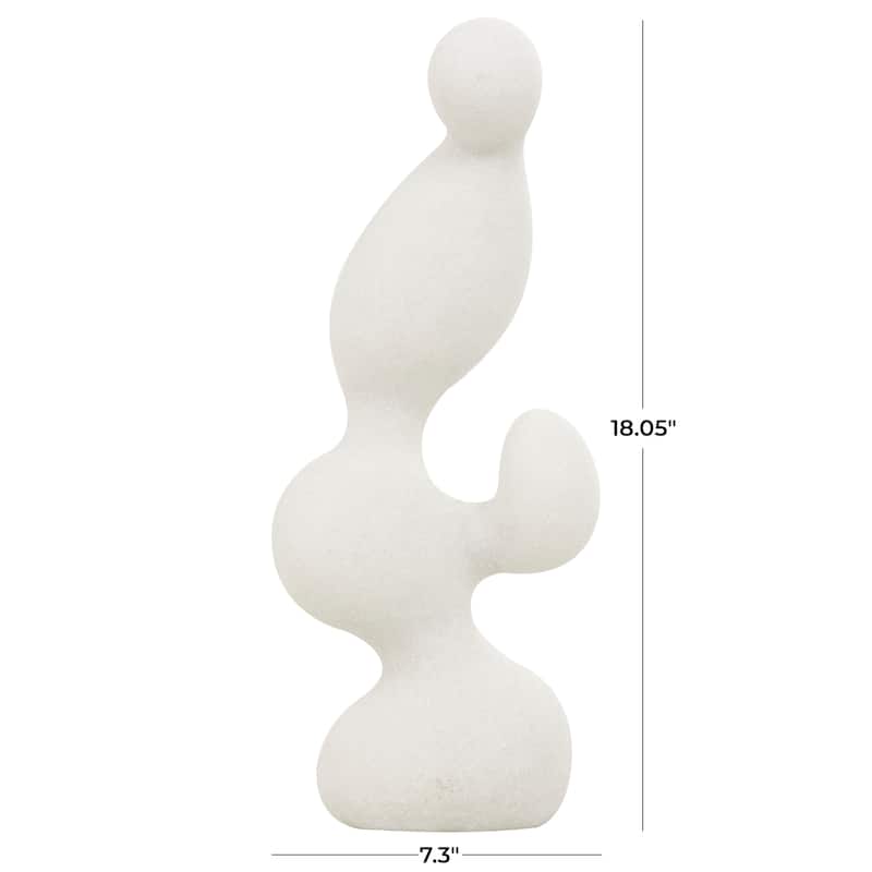 White Polystone Curved Shaped Abstract Sculpture with Speckled Texturing