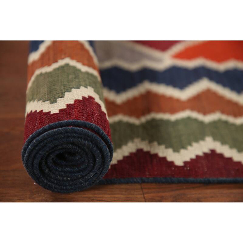 Kilim Qashqai Persian Vintage Area Rug Flatweave Wool Carpet - 4'6"x 7'10"
