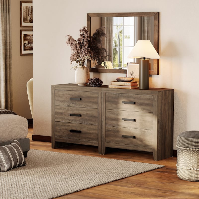 WAMPAT Farmhouse 3-Drawer Dresser, Wooden Chest of Drawers, Modern Storage Organizer & Nightstand for Bedroom, Living Room