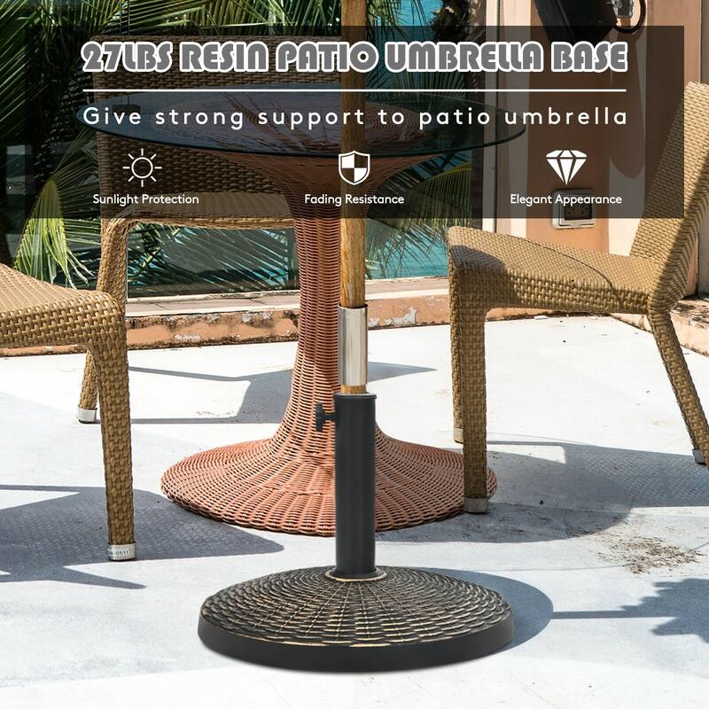 26.5lbs Patio Market Umbrella Base Stand - Bronze - 18" x 13" (D x H)