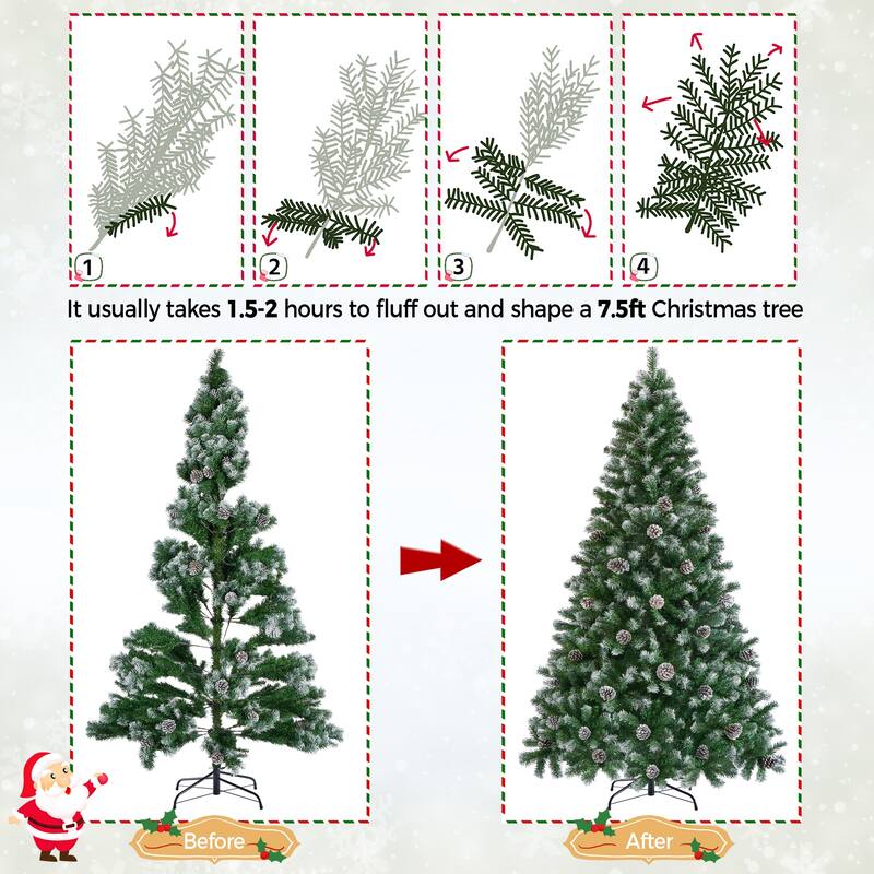 Yaheetech 4.5FT/6FT/7.5FT Pre-decorated Frosted Artificial Christmas Tree