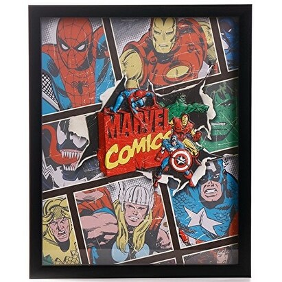 Shop Edge Home Products Marvel Retro 3d Molded Shadowbox Art 12 5 X 15 25 Black Large Overstock 20114356