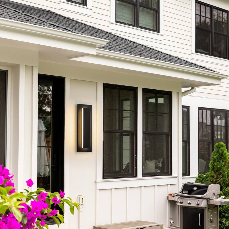 Aluminum Modern Black Rectangular Linear Outdoor Wall Lights Dimmable LED Wall Sconce