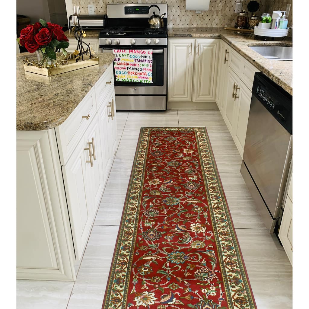 Fine Vintage Distressed Fatho Red/Ivory Runner - 2'10" x 12'2"