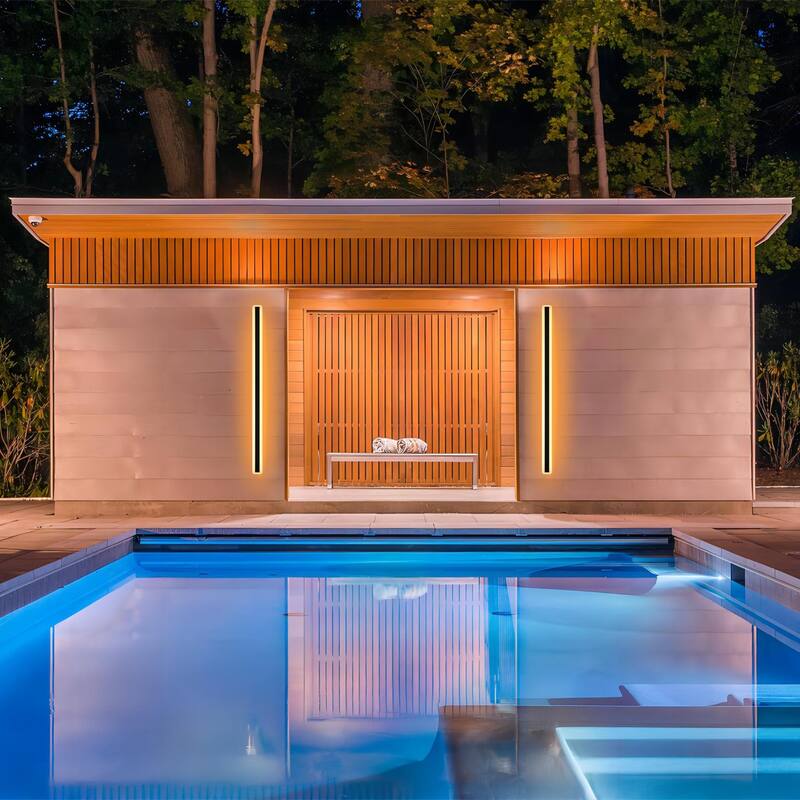 Modern Black Linear Rectangular Strip Exterior Sconce Integrated LED Waterproof IP65 Outdoor Wall Light