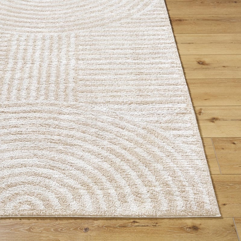 Livabliss Scandinavian Fossay Shag Stripe Washable Area Rug - 2'7" x 7'3" - Beige